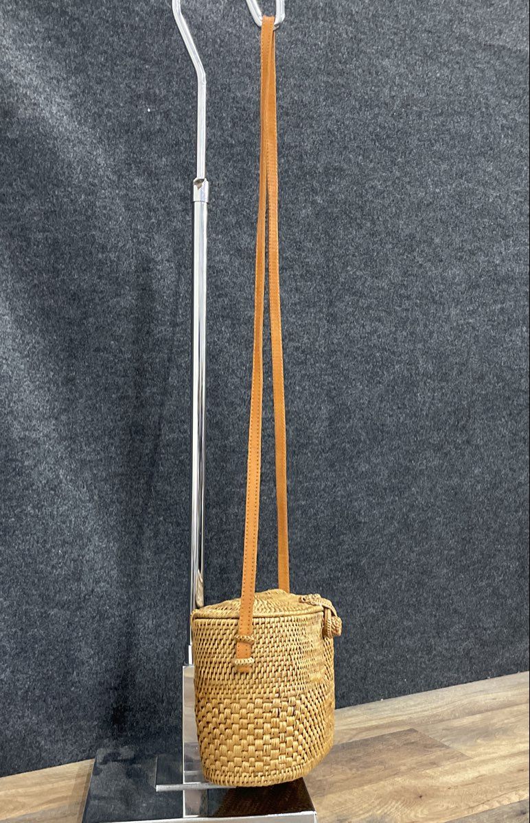 Folk Fortune Brown Hand Woven Rattan Mini Basket Crossbody Bag Bali