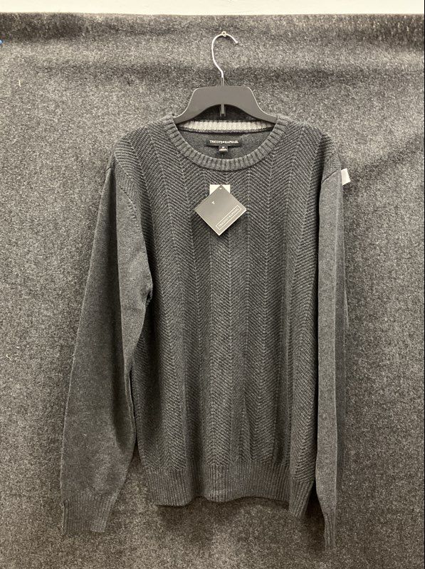 Tricots St Raphael Men's Textured Crewneck Sweater Charcoal Gray Sz M NWT