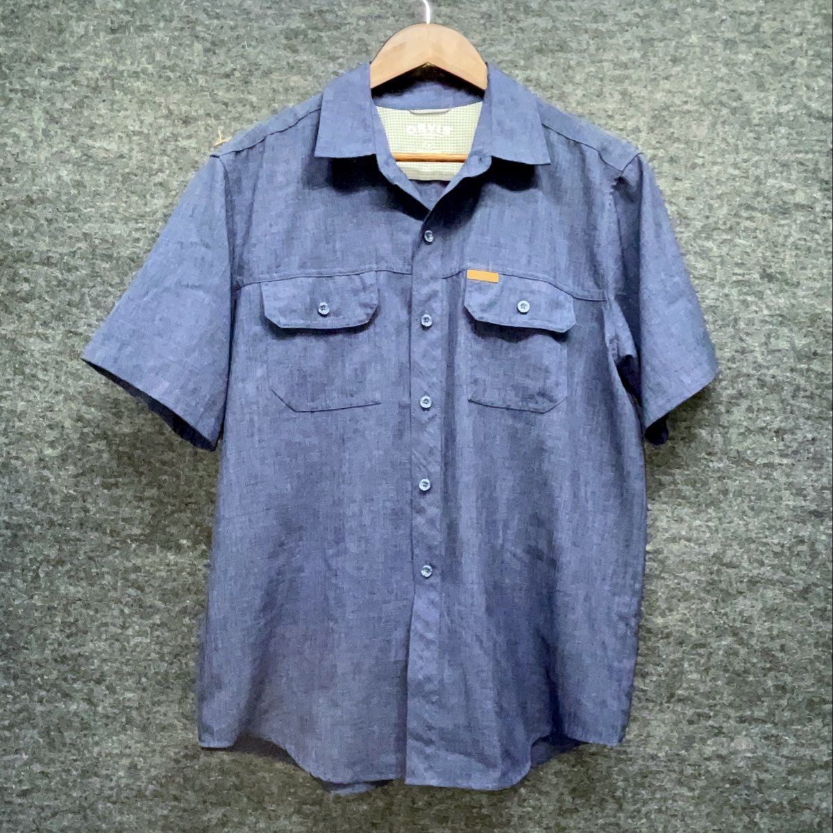 Orvis Men's Blue Classic Collection Tech Short Sleeve Outdoor Shirt Sz M