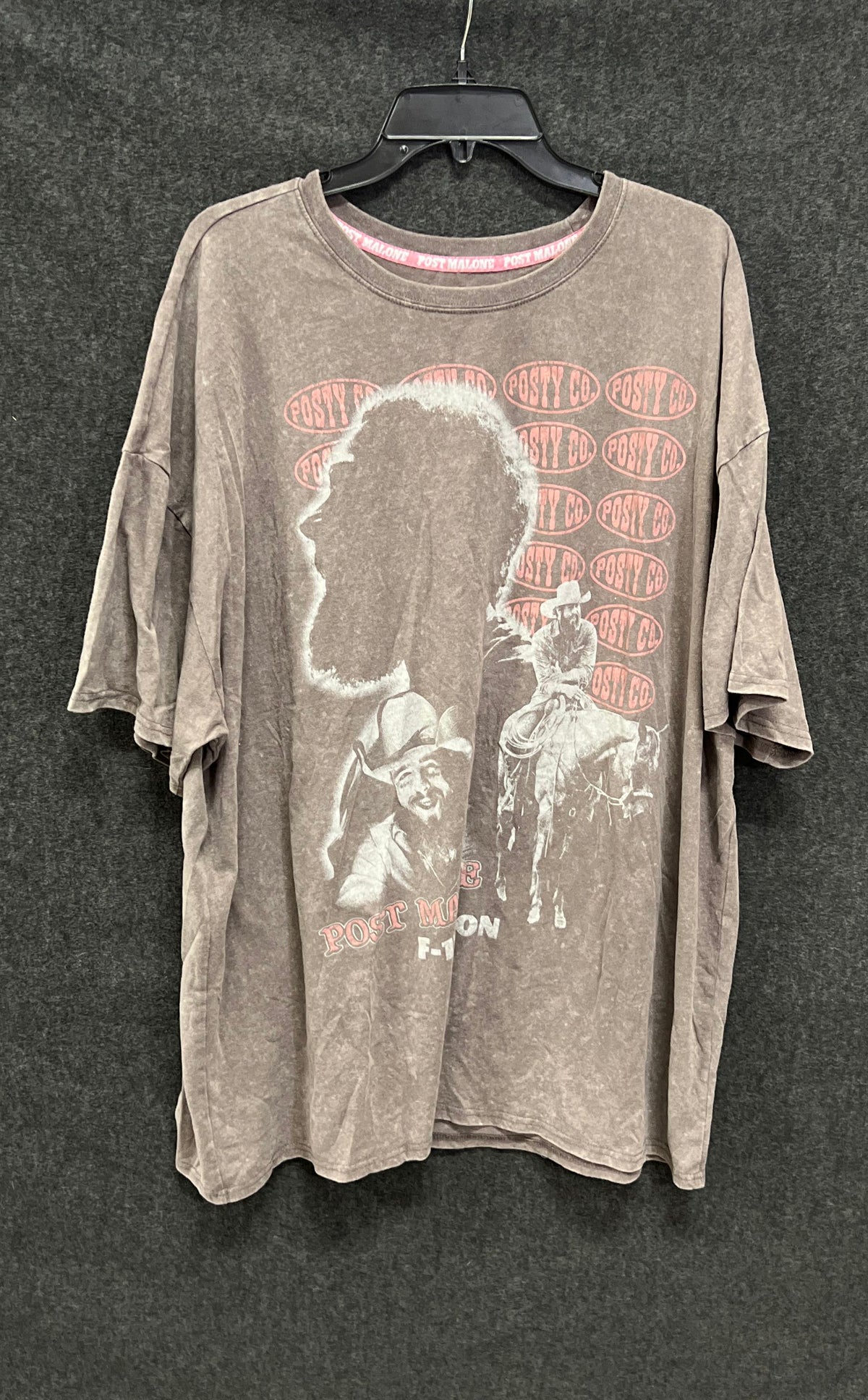 Post Malone Men's Posty Co U.S. Tour 2025 Faded Gray Graphic T-Shirt Sz 2X