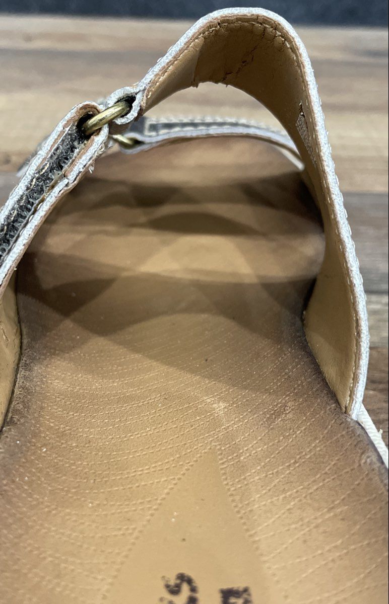 Clarks Collection Brown Perforated Adjustable Strap Slide Sandals Size 7M