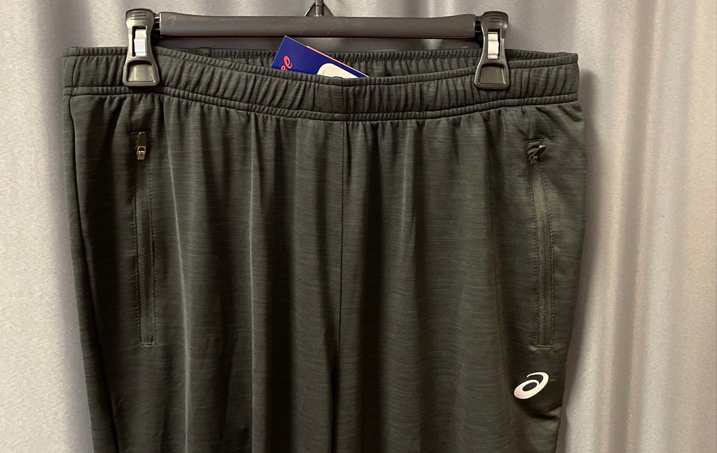 Asics Men's Black Performance Track Jogger Pants Zipper Pockets Sz L NWT