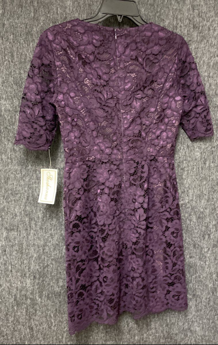 Shoshanna Women's Purple Floral Corded Lace Short Sleeve Sheath Dress NWT Sz 2