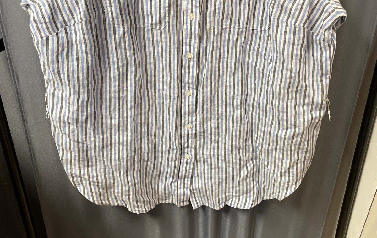 Lauren Ralph Lauren Women's Blue Black Striped Linen Tunic Shirt Sz 2X