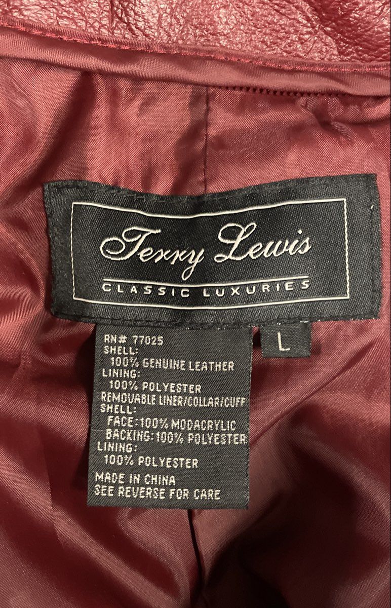 Vintage Y2K Terry Lewis Women's Burgundy Genuine Leather Jacket Sz L