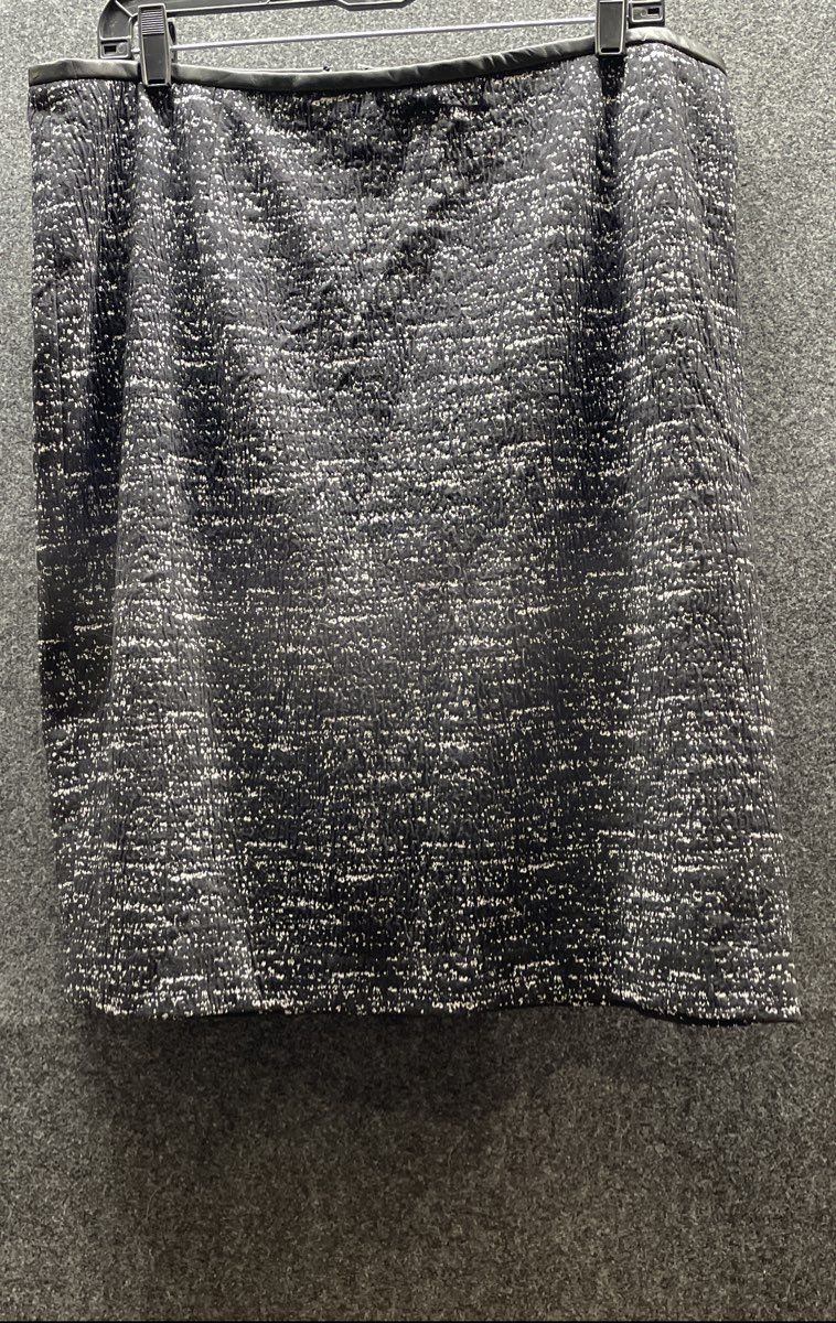 Calvin Klein Women's Black White Faux Leather Trim Pencil Skirt Sz 14W NWT