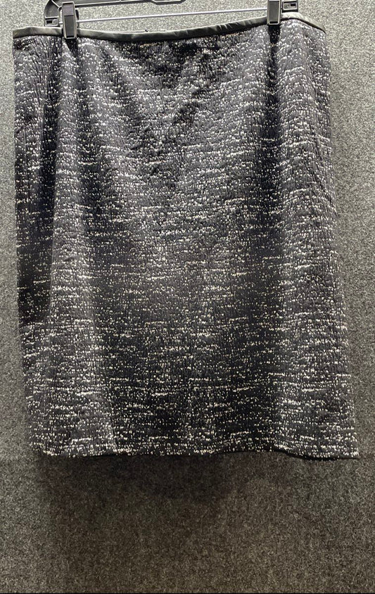 Calvin Klein Women's Black White Faux Leather Trim Pencil Skirt Sz 14W NWT