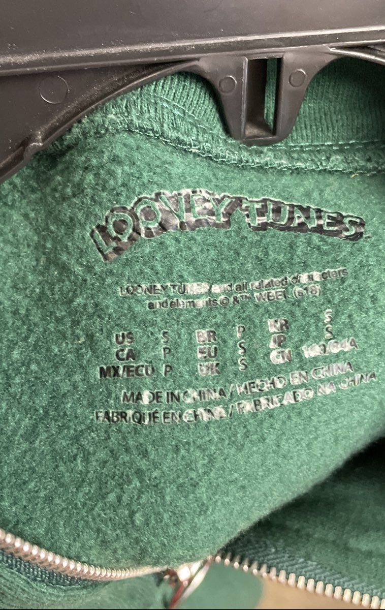 Looney Tunes Green 1/4 Zip Sweatshirt That's All Folks Graphic Sz Small