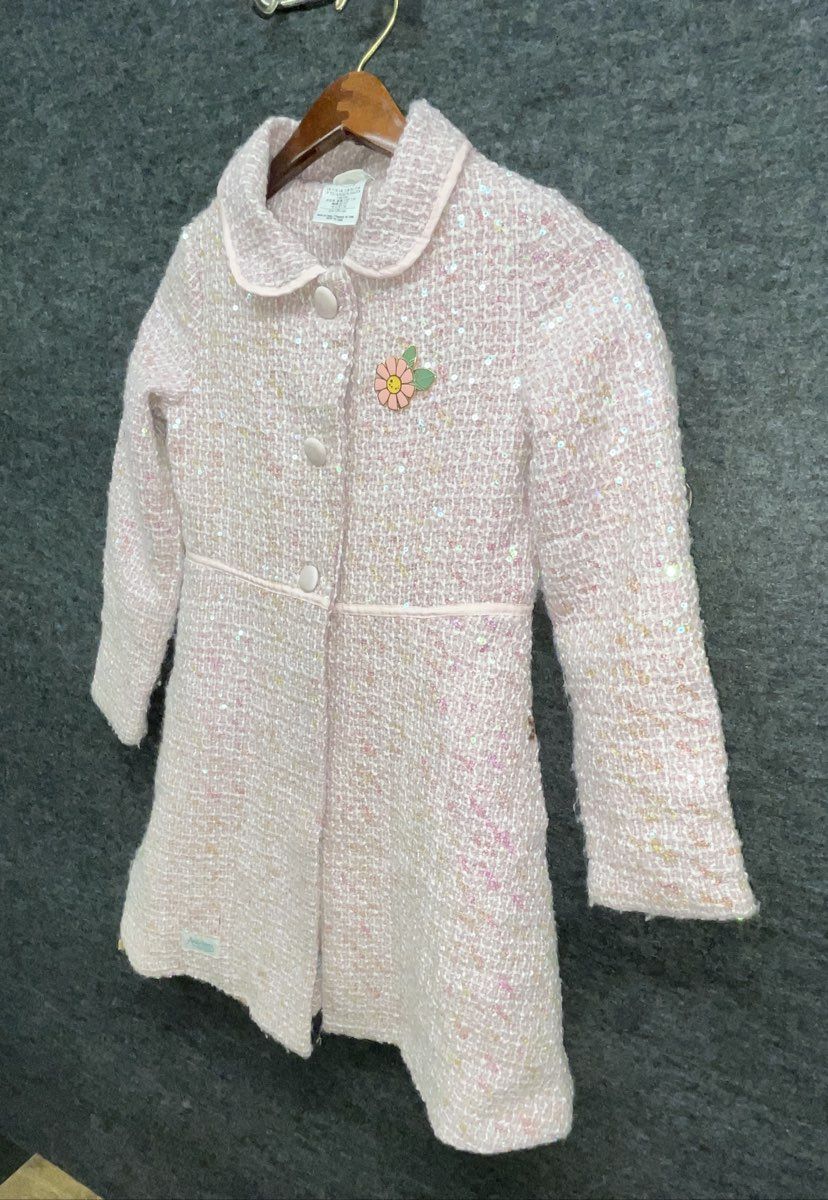 Disney Animators' Collection Girls Pink Tweed Sequin Sparkle Coat Sz M 7/8
