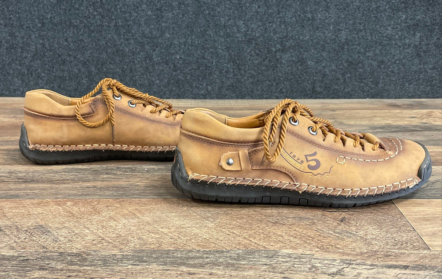 Alcubieree 1978 Tan Leather Casual Comfort Hand Stitched Shoes Size EU 42