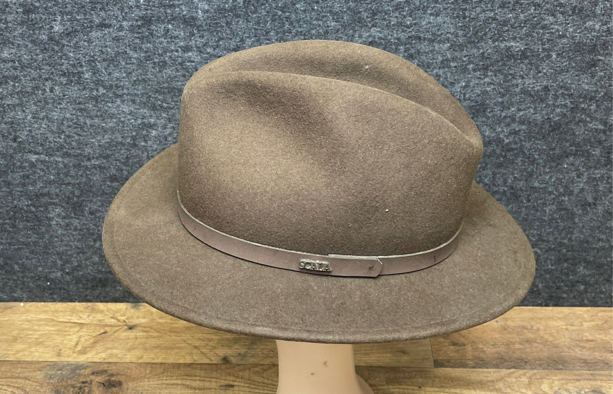 Scala Men's Olive Green Wool Felt Wide Brim Outback Fedora Hat