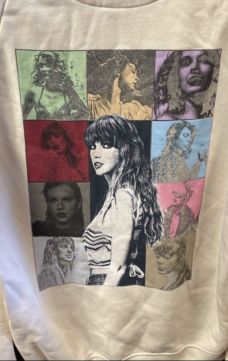 Taylor Swift The Eras Tour Cream Pullover Hoodie Graphic Official Merch Sz L