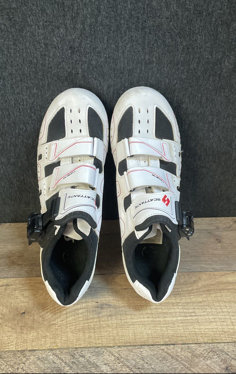 Scattante Torena White Black Red Road Cycling Shoes Size 6.5 EUR 39