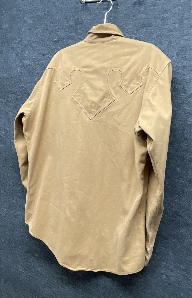 R.GOOD Men's Vintage 90s Tan Western Pearl Snap Shirt Sz 16.5x35