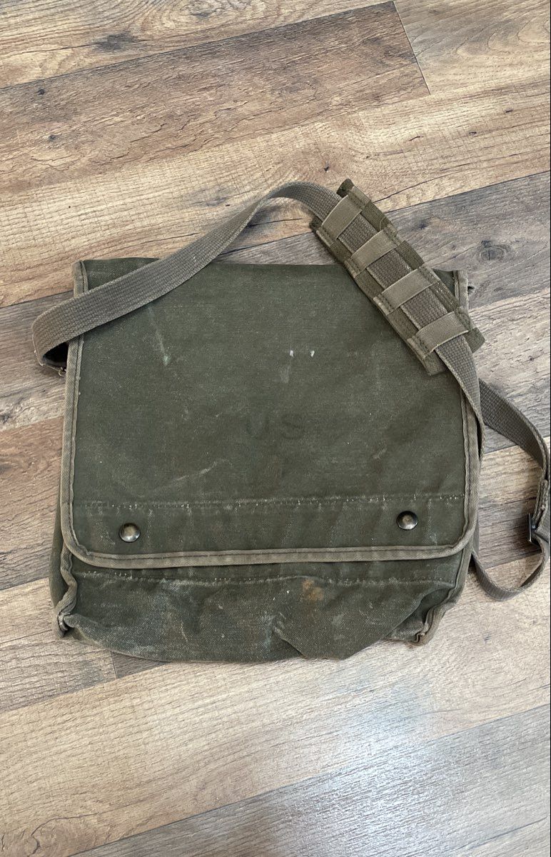 Vintage US Military Olive Drab Canvas Messenger Field Bag Satchel