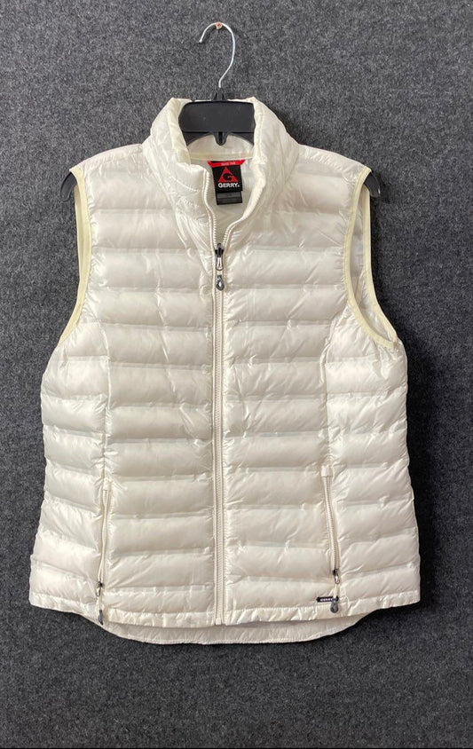 Gerry Women's White Quilted Puffer Vest Full Zip Lightweight Outdoor Sz L