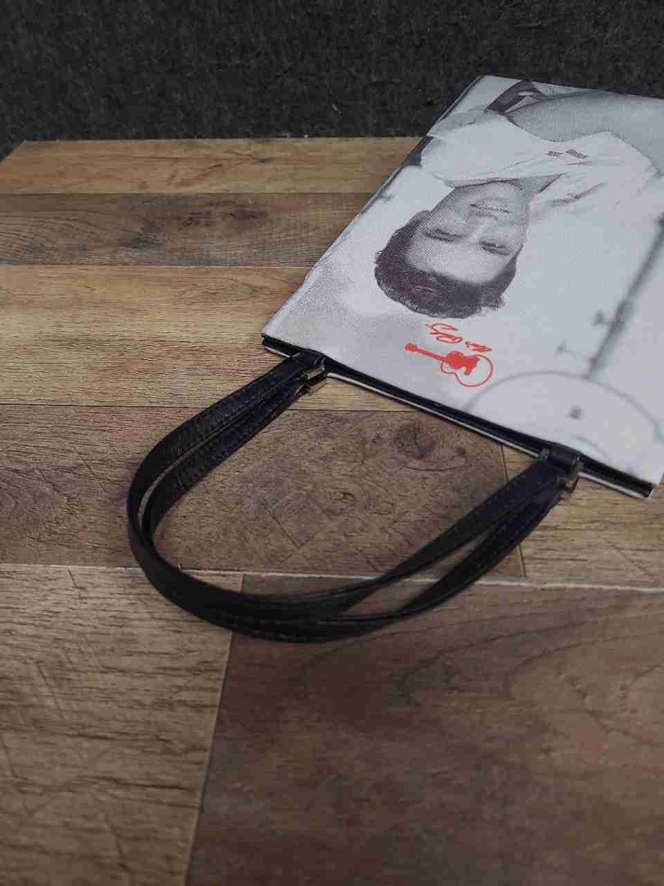 Elvis Presley Portrait Tote Bag Black White Red Guitar Logo Vintage Memorabilia