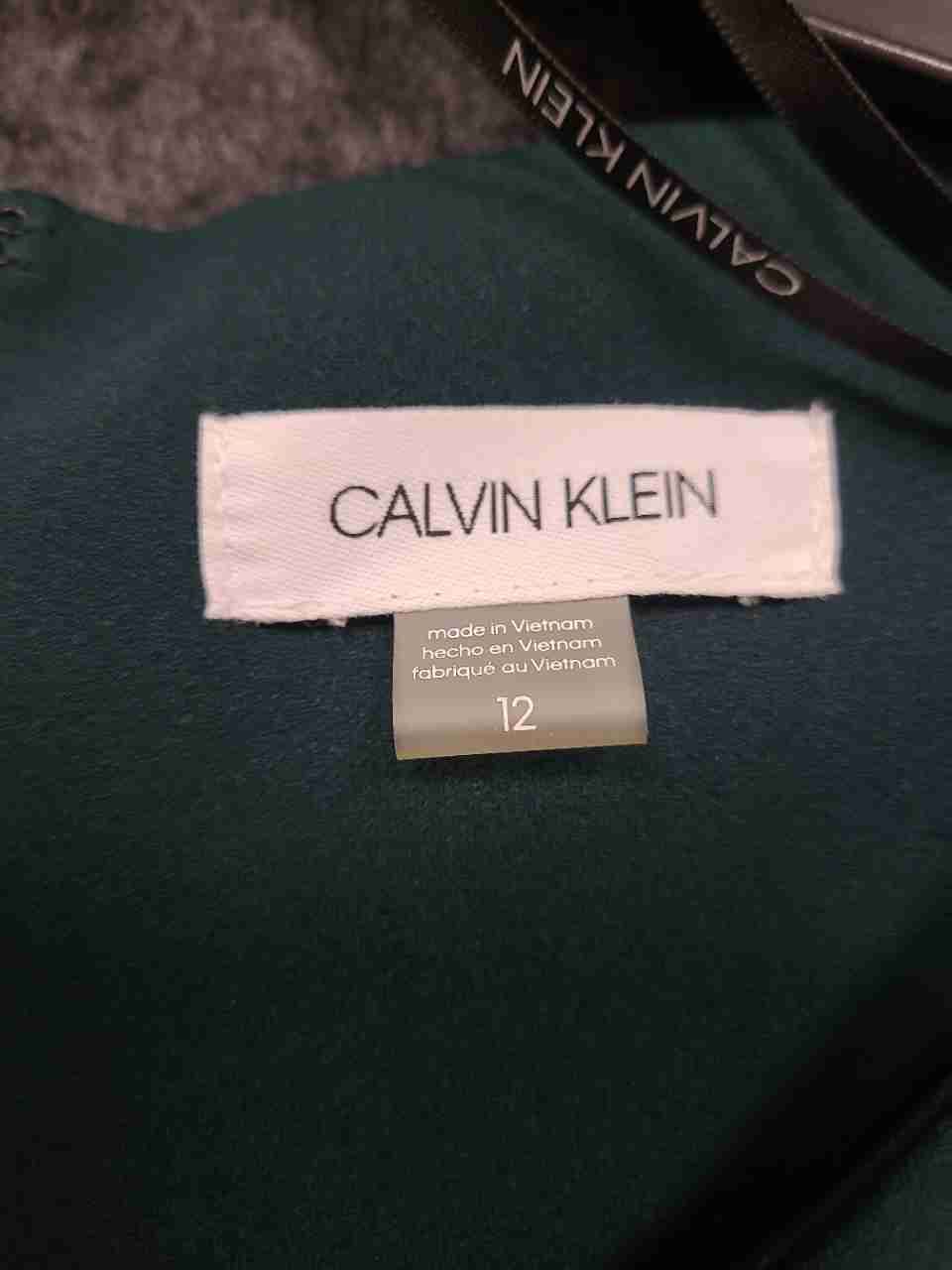 Calvin Klein Women's Teal 3/4 Sleeve Sheath Dress Stretch Sz 12