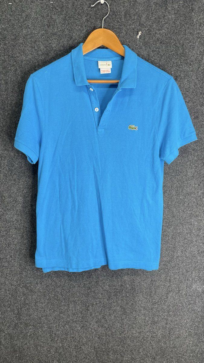 Lacoste Men's Light Blue Short Sleeve Cotton Pique Polo Shirt Sz 4 M