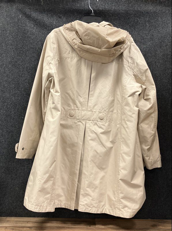 L.L. Bean Women's Beige Hooded Trench Rain Coat Jacket Size 2X