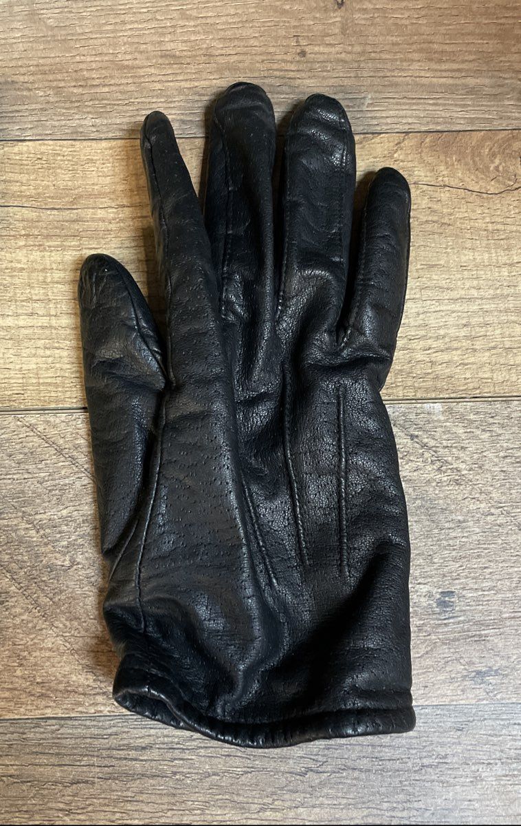 Vintage Fownes Men's Black Leather 3-Point Lined Dress Gloves Sz L