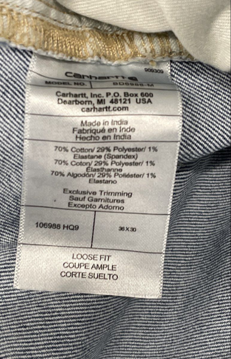 Carhartt Men's 106988 Loose Straight Fit Light Wash Blue Denim Jeans Sz 36x30