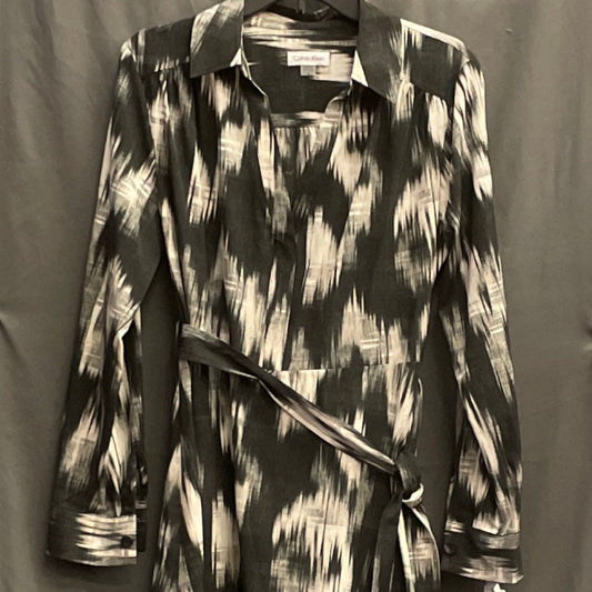 Calvin Klein Women's Shirt Dress Black White Abstract NWT Sz 10