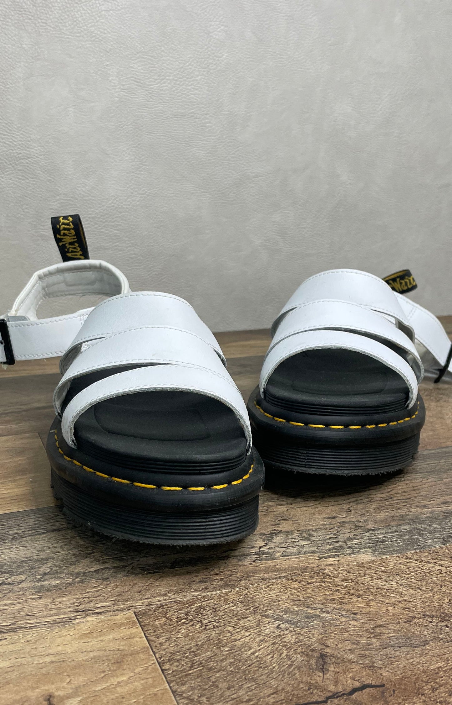 Dr. Martens Blaire White Hydro Leather Platform Gladiator Sandals Size US 10
