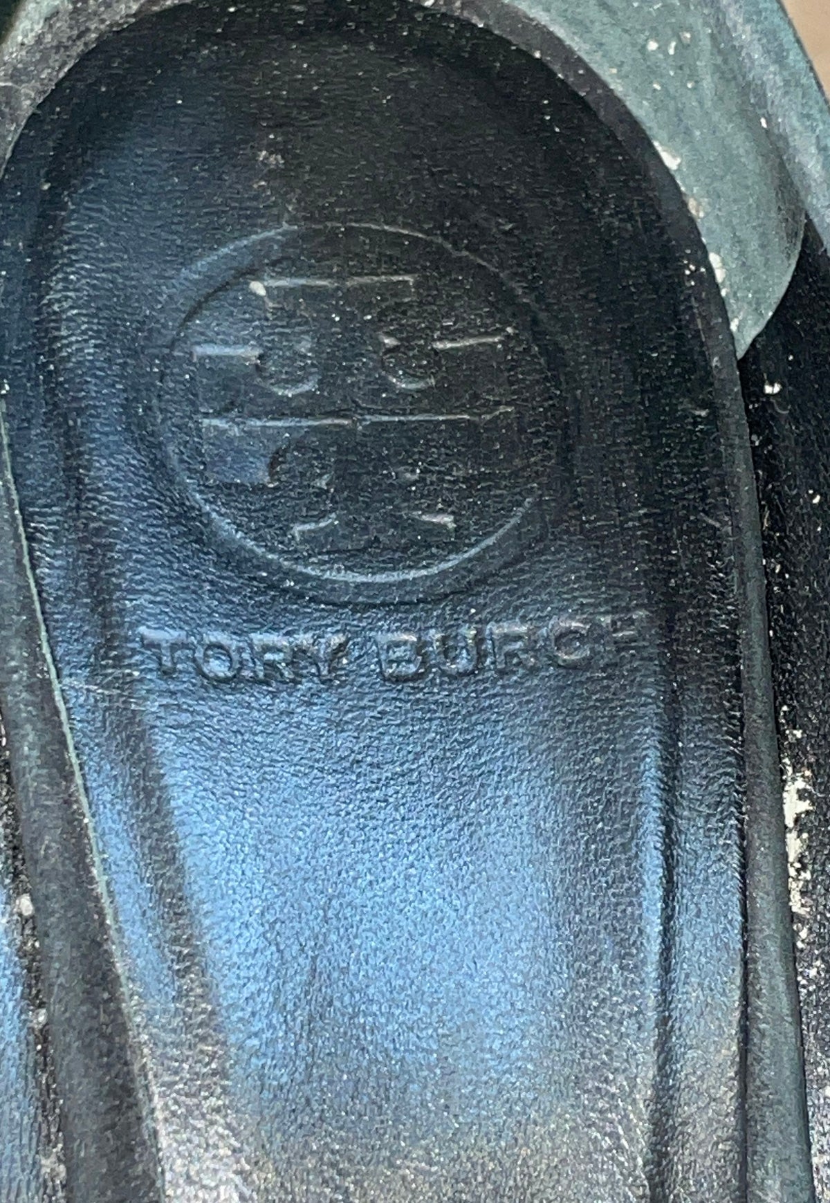Tory Burch Black Suede Gold Logo Medallion Wedge Pumps Shoes Size 9.5M