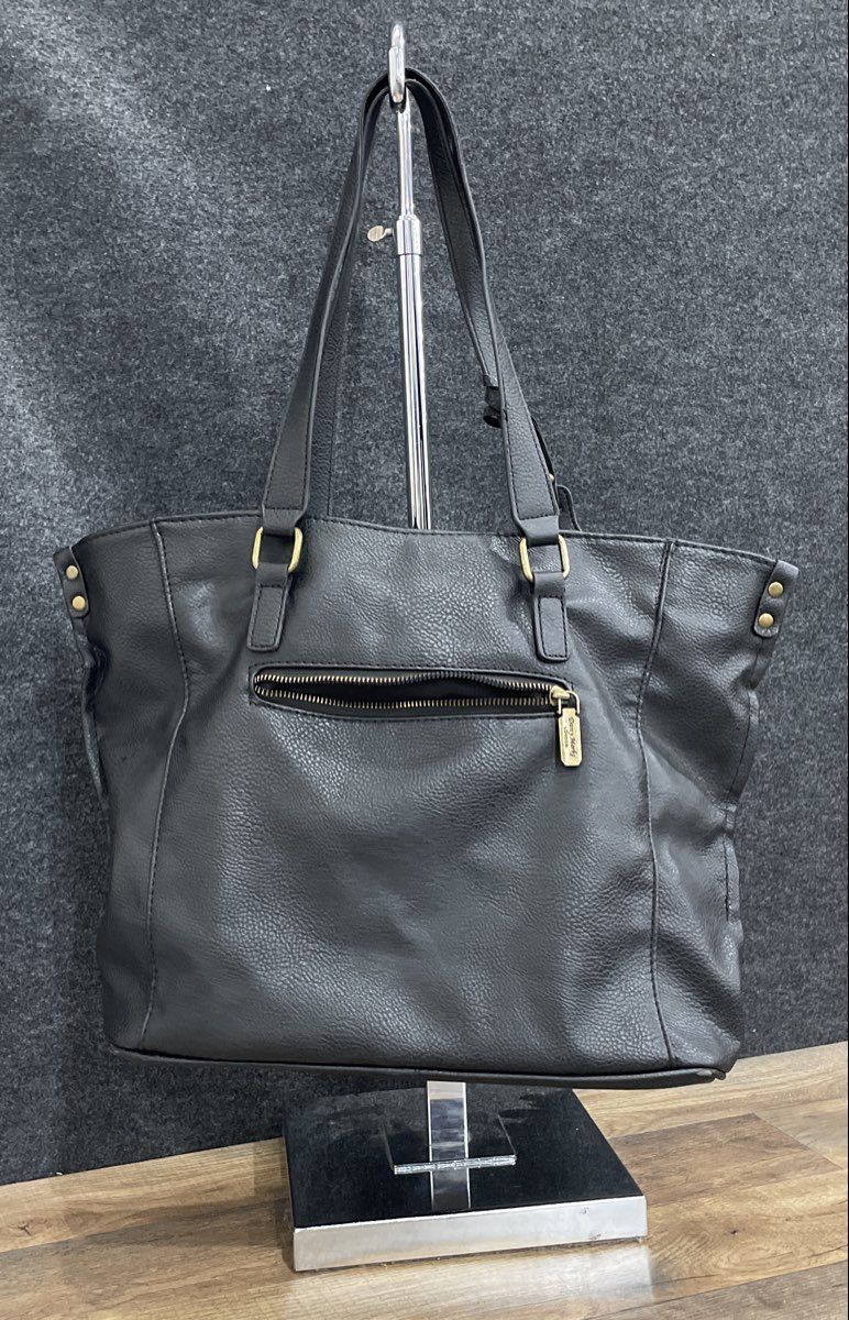 Darcy Marks London Black Leather Large Woven Tote Bag Tassel Shoulder Purse