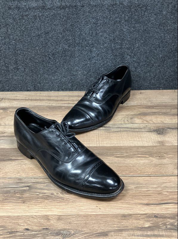 Johnston & Murphy Black Leather Cap Toe Oxford Dress Shoes Size 10.5 B