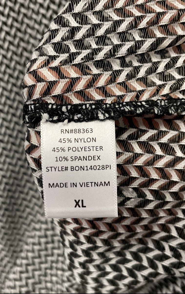 Jordan Taylor Women's Black White Chevron Mesh Tunic Dress V-Neck NWT Sz XL