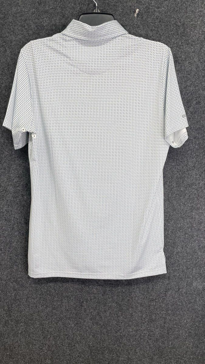 Bonobos Men's Polo Shirt White Green Slim Fit Geometric Recycled Stretch Sz S