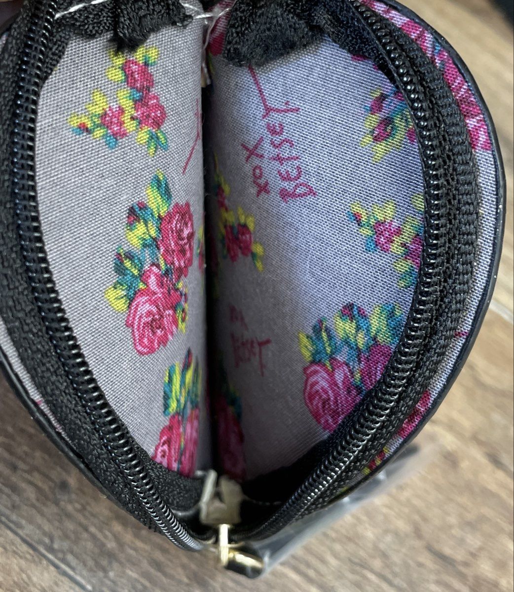 Betsey Johnson Black White Striped Rose Floral Faux Leather Backpack NWT