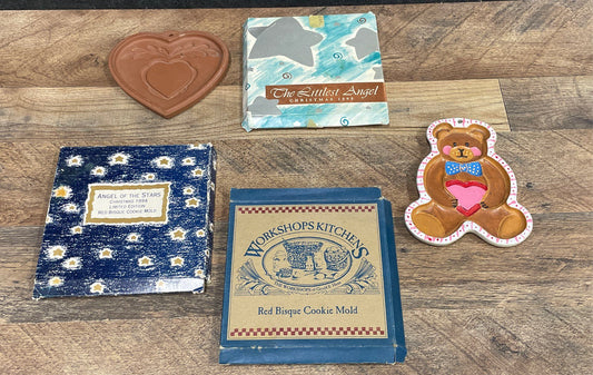 Lot 5 Pampered Chef Workshops Gerald Henn Cookie Molds Red Bisque 1990s Vintage