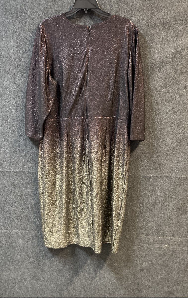 Lane Bryant Women's Black Gold Ombre Metallic Glitter Surplice Dress Size 18