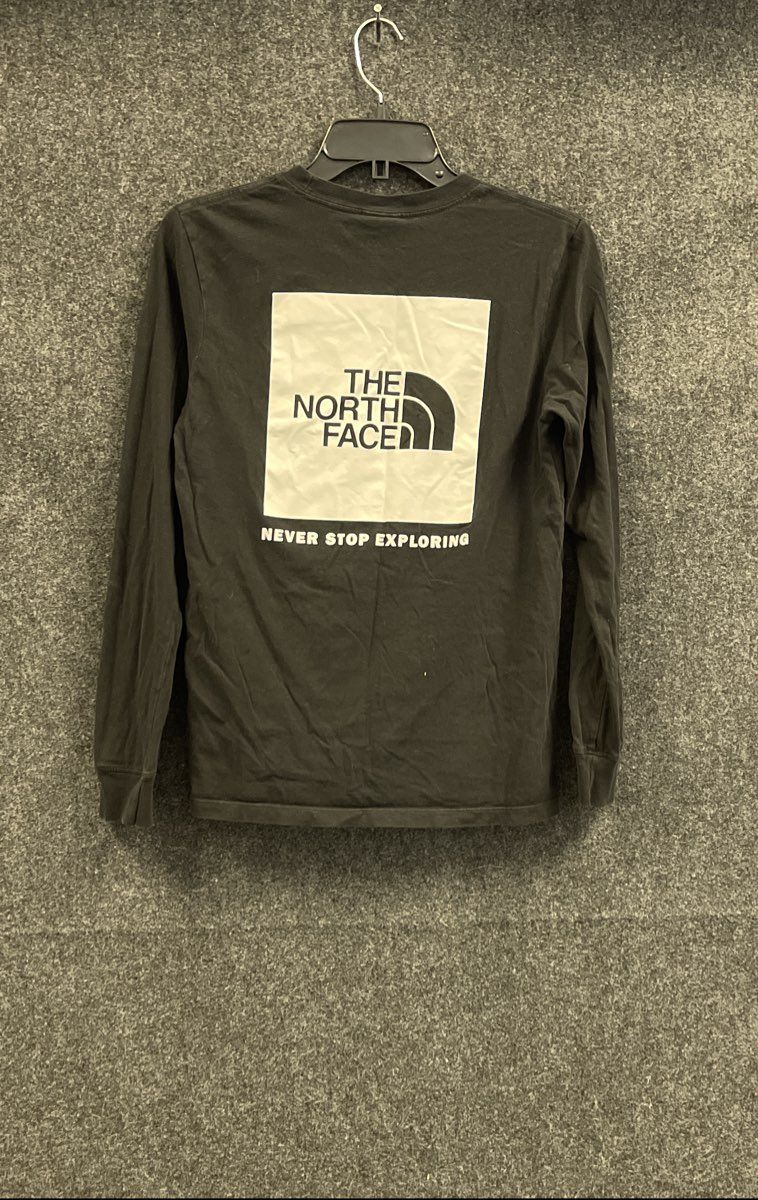 The North Face Women's Black Circular Design Box Logo Long Sleeve Shirt Sz S