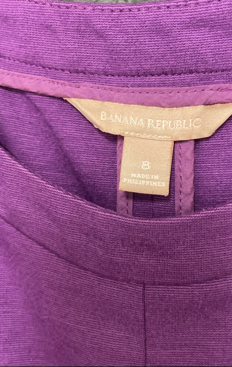 Banana Republic Women's Purple Sleeveless Sheath Dress Side Zip Knit Sz 8