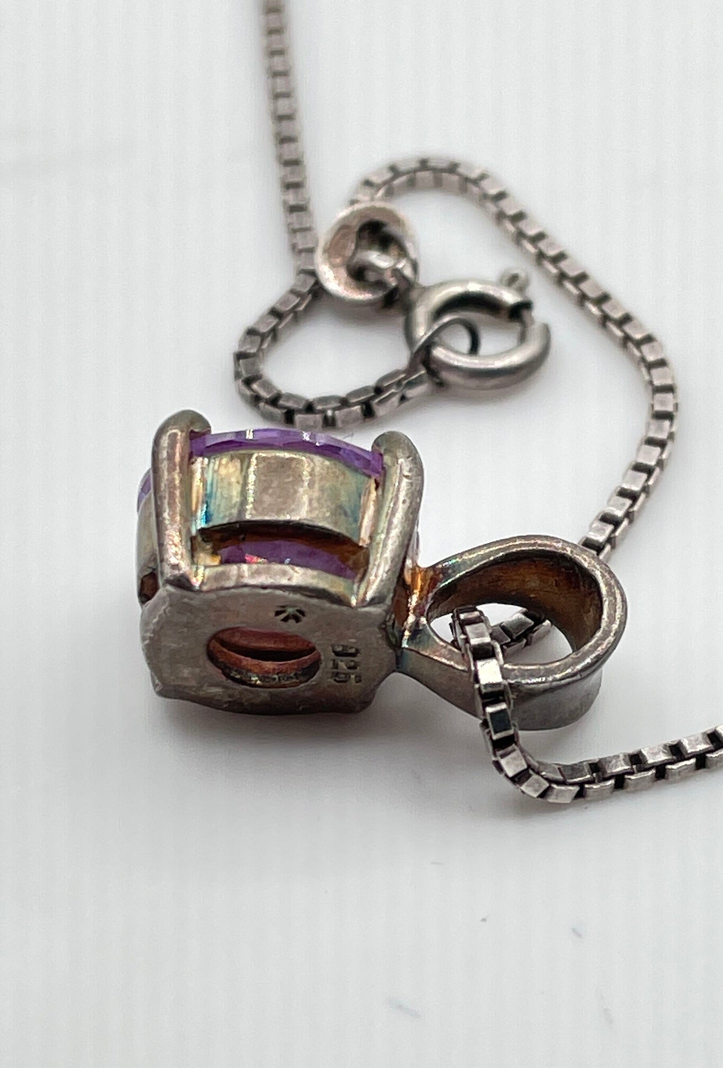 925 Sterling Silver Cubic Zirconia Pendant Necklace 7.2g