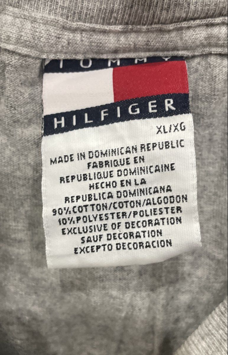 Vintage Y2K Tommy Hilfiger Men's Gray Graphic Classic Sportswear T Shirt XL