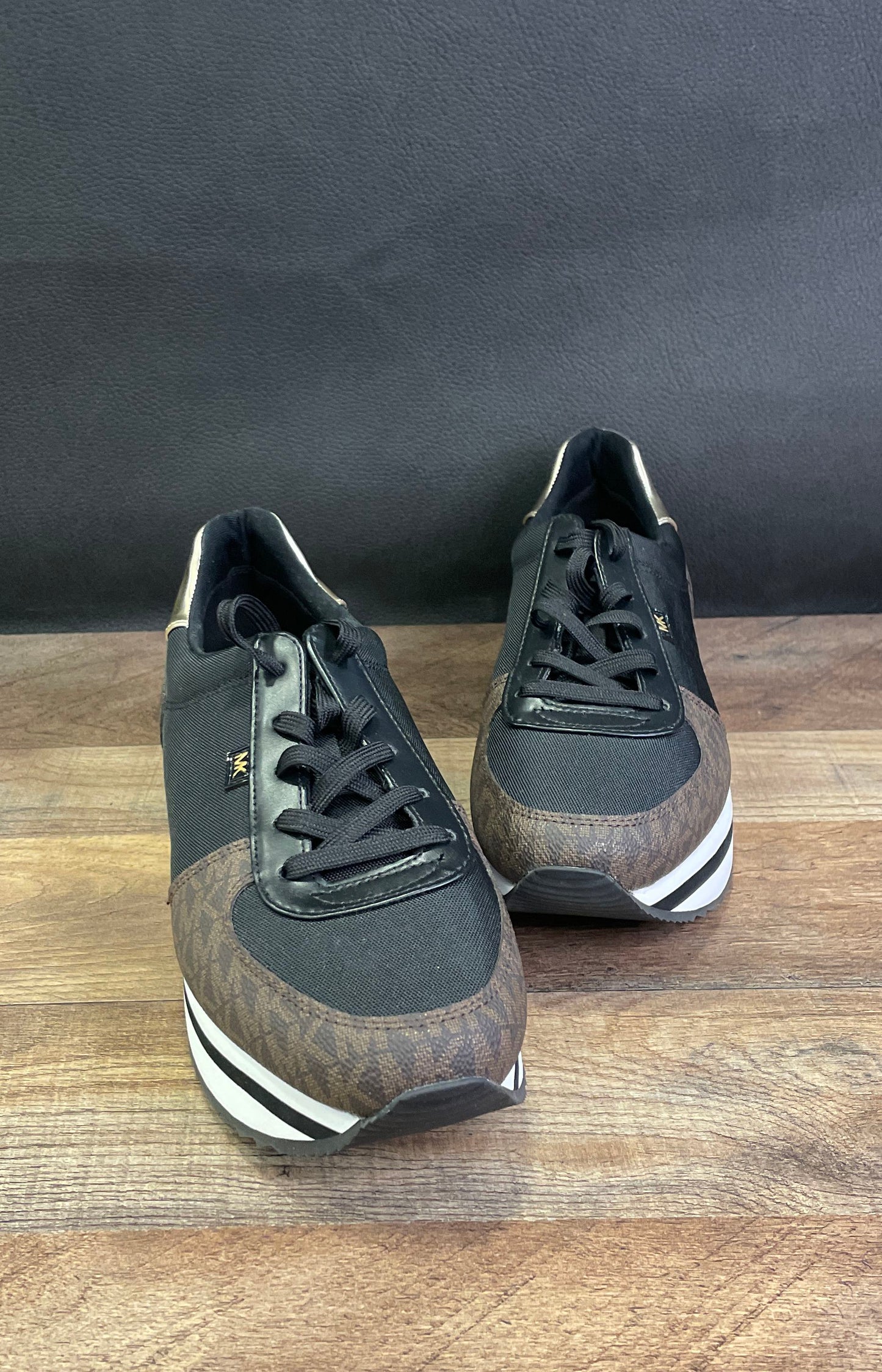 Michael Kors Billie Trainer Black Monogram Sneakers Women's Size 9.5