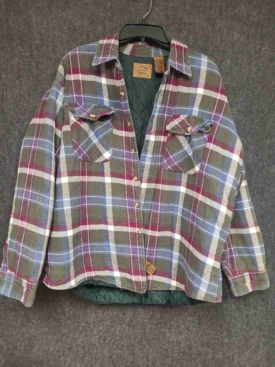 Vintage 90s St. John's Bay Men's Plaid Quilted Flannel Shirt Jacket Sz XL