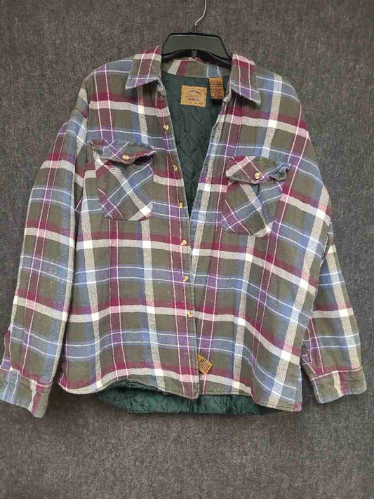 Vintage 90s St. John's Bay Men's Plaid Quilted Flannel Shirt Jacket Sz XL