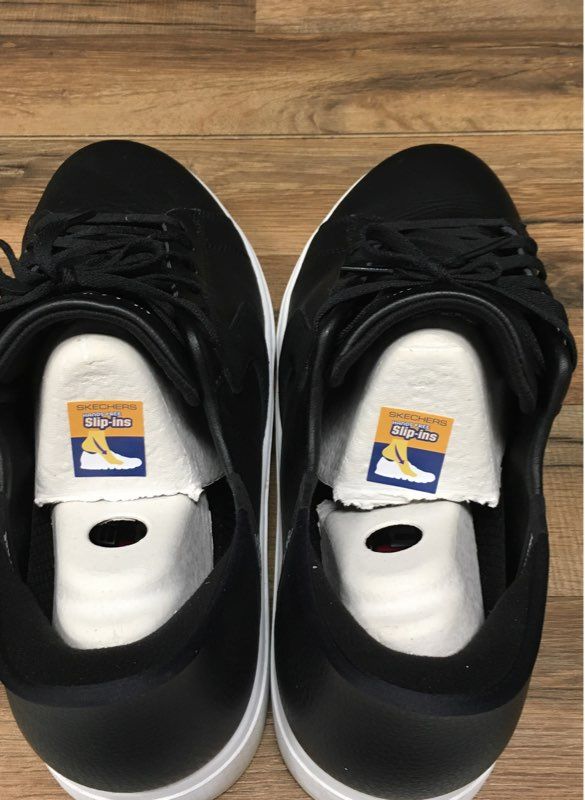 Skechers Hands Free Slip-ins Court & Classic Black White Men's Size 12 Wide Fit