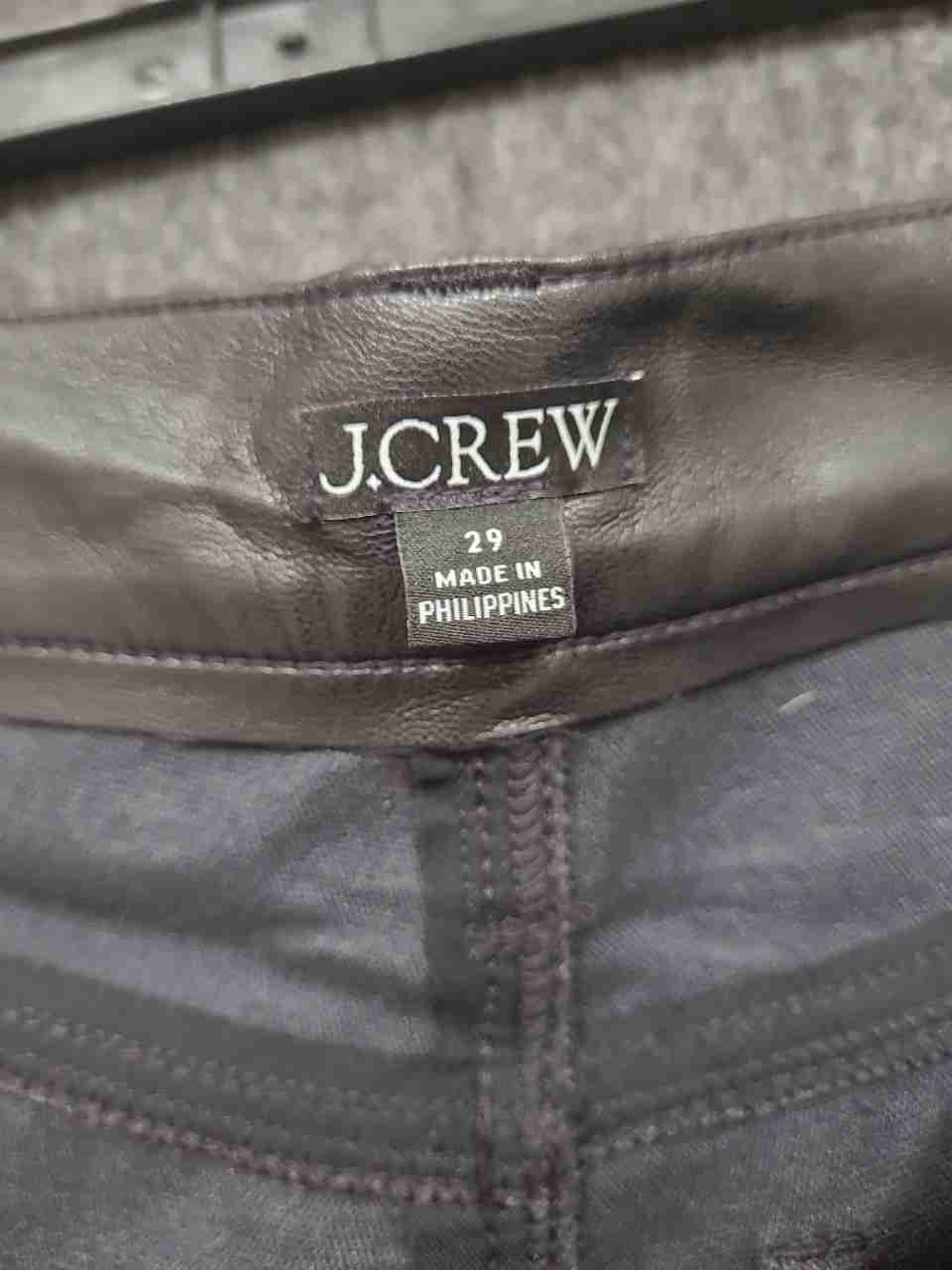 J.Crew Women's Dark Brown Faux Leather Straight Leg Pants Sz 29