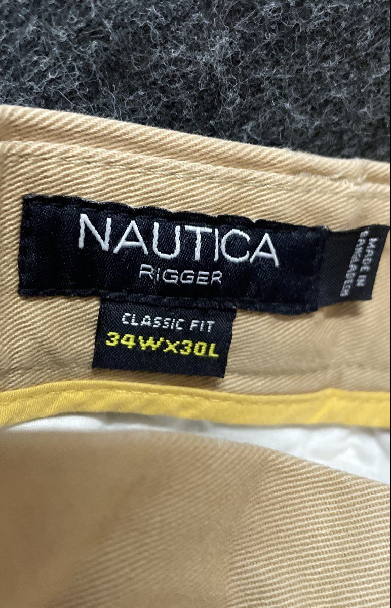 Nautica Men's Rigger Classic Fit Pleated Cuffed Khaki Pants Sz 34x30