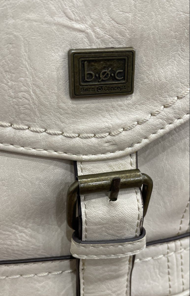 b.o.c. Born Concept Off White Faux Leather Crossbody Bag Brass Hardware