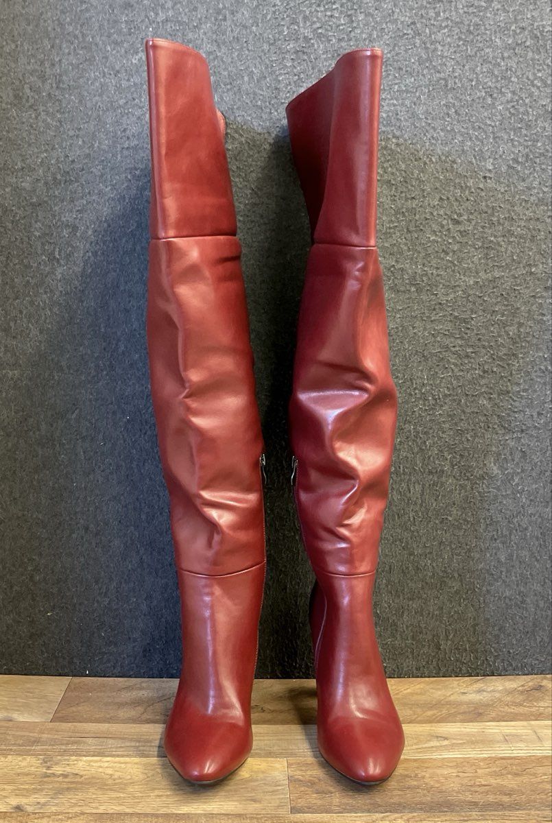 Wetkiss Red Pointed Toe Over the Knee OTK Fashion Boots Women's Size 10