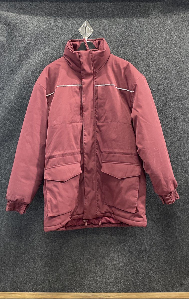 John Blair Men's Burgundy Hooded Full Zip Padded Parka Coat Sz M