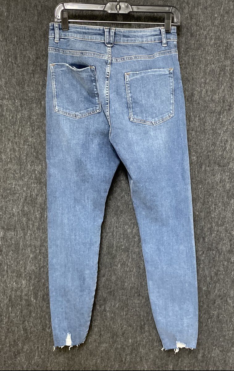 Denim Co. Women's Blue High Waist Skinny Jeans Frayed Hem Distressed Sz 6 NWT